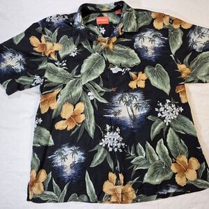 Tommy Bahama Shirt Hawaiian 100% Silk Button Up Short Sleeve Floral Men's XL